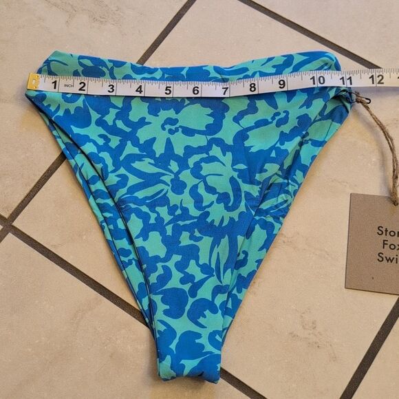 NWT Stone Fox Swim Sumatra Bikini Bottom Ocean Bloom blue high rise size XS - Picture 3 of 10